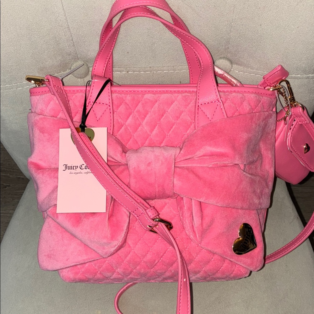 Juicy Couture Velour Pink bow Satchel